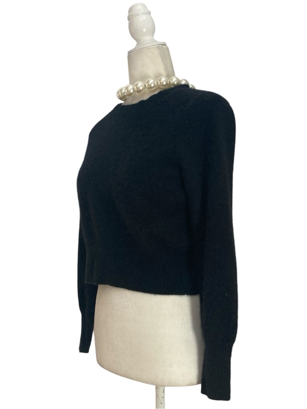 J. Crew Cropped Fit Cashmere Sweater Black Minimalist Luxe Pullover - Picture 5 of 9